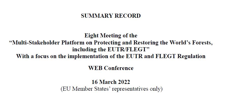 8ème réunion du groupe d’experts EUTR/FLEGT sur la Russie et la Biélorussie.