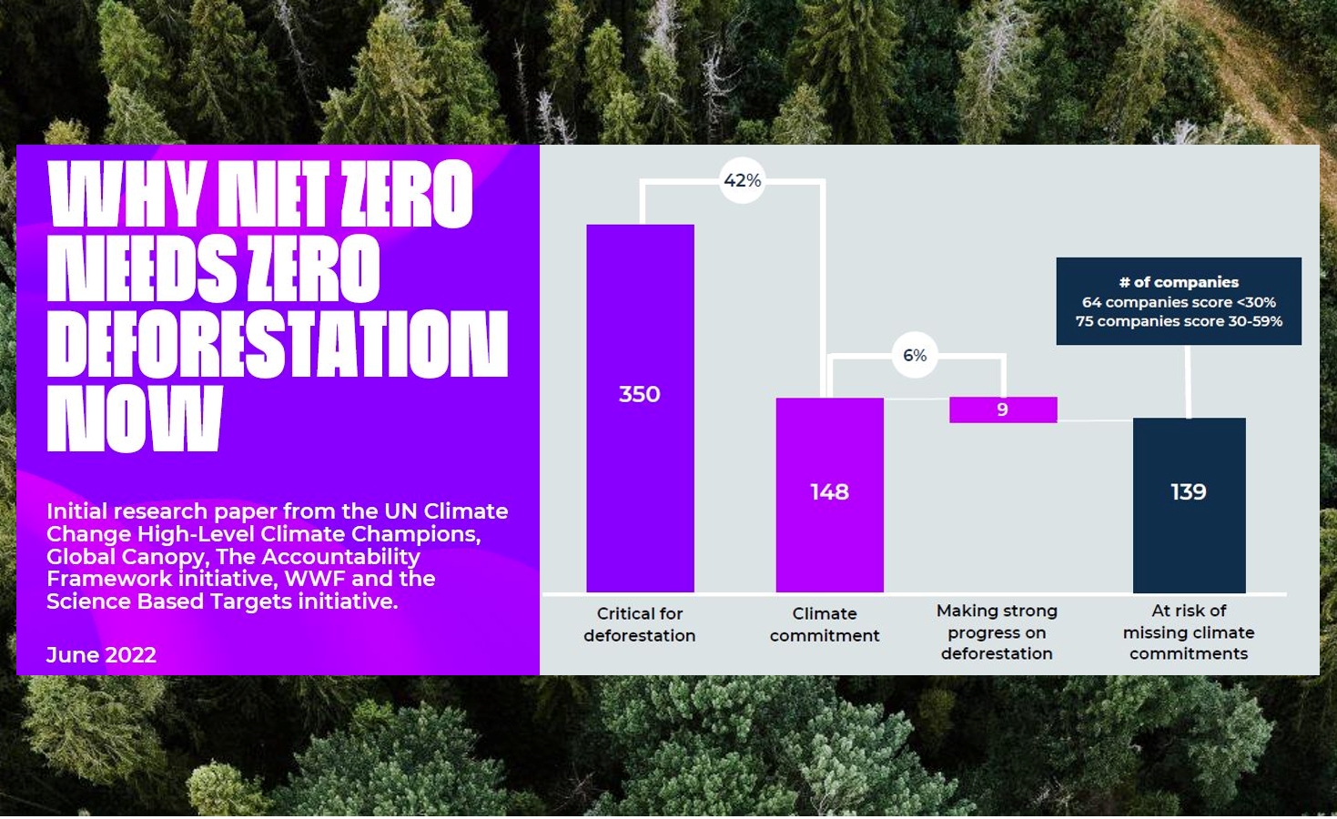 Les objectifs « net zéro » des entreprises sont menacés sans amélioration immédiate de la déforestation.