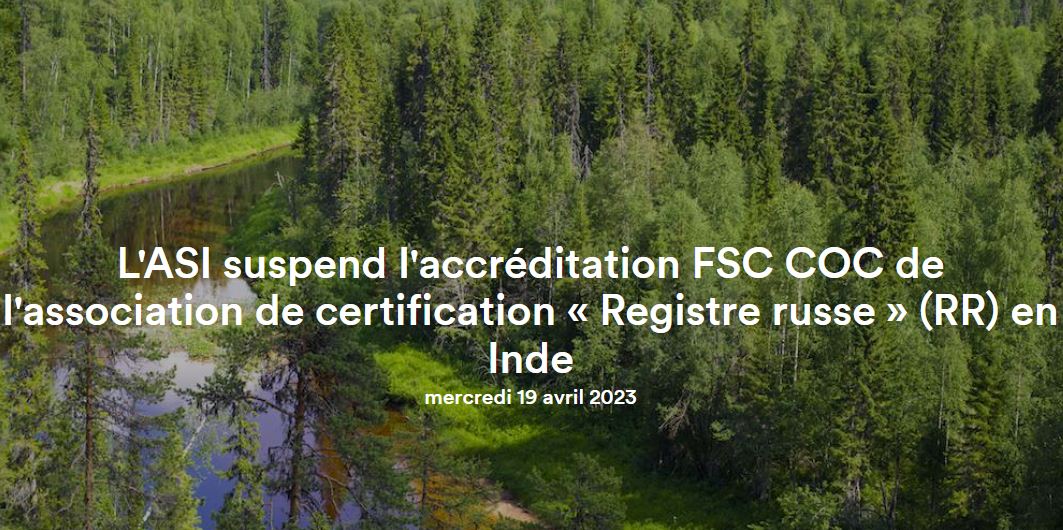 Suspension de l’organisme de certification ʺRussian Registerʺ (RR) par ASI.