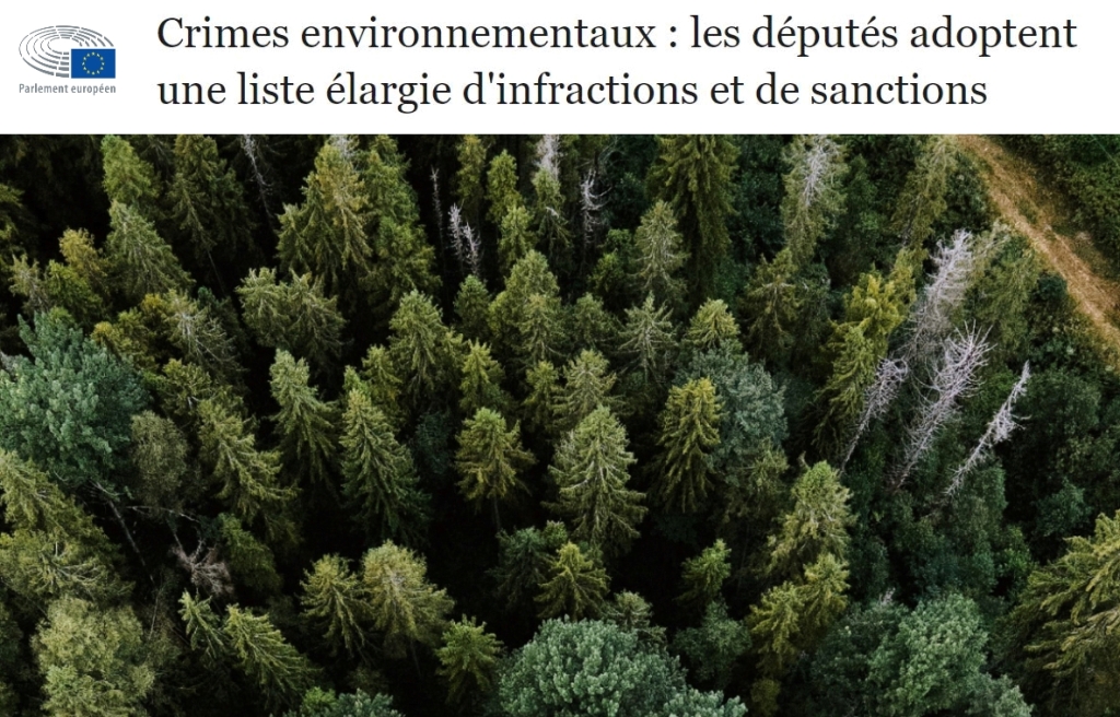 L’UE adopte une directive européenne sur les crimes environnementaux.